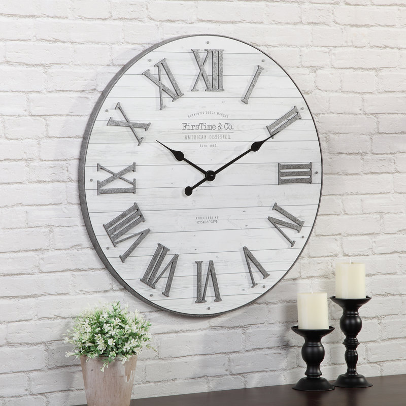 Gracie Oaks Oversized Engstrom Shiplap 27'' Wall Clock & Reviews Wayfair